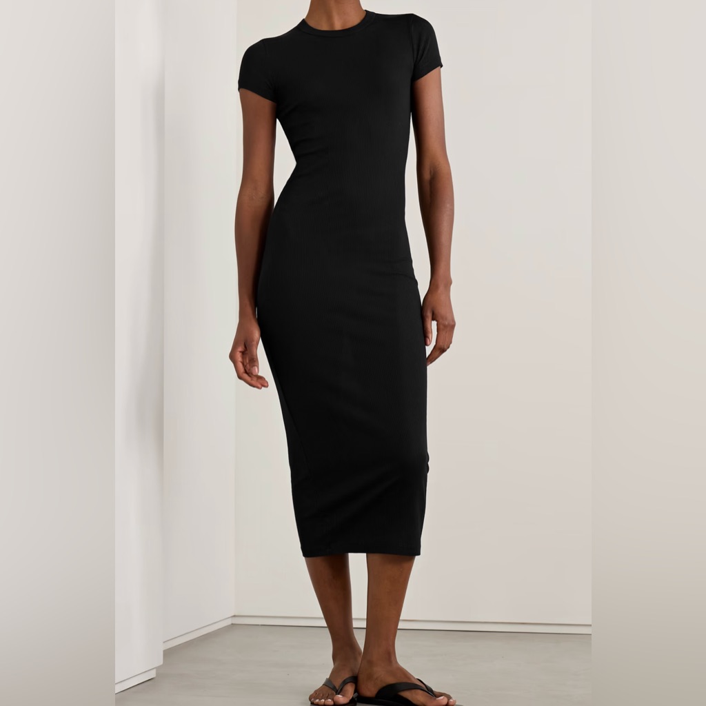 James Perse Classic Black Midi Dress